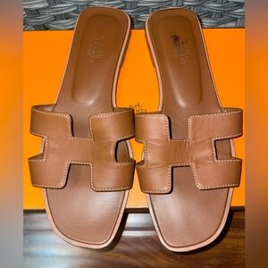 Brown Hermes Oran sandals
